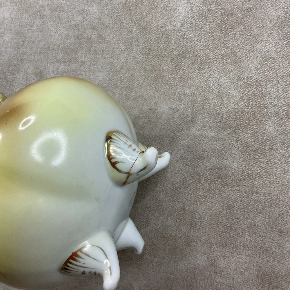 Antique Nippon Hand‎ Painted Bone China Beaded Gold Trim Two Handle Vase